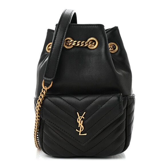 Saint Laurent YSL Leather Matelasse Monogram Joe Nano Bucket Shoulder Bag Black - Picture 5 of 8